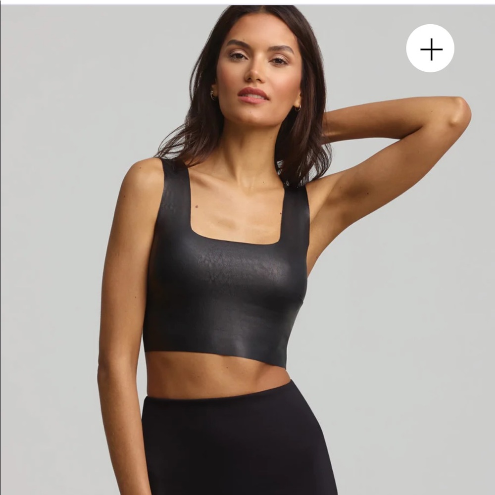 Gianni Bini Baylin Luxe Coated Square Neck Sleeveless Top
